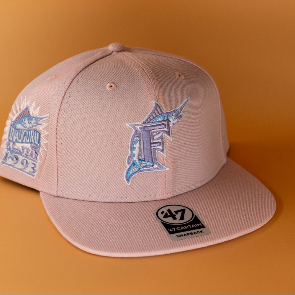 Florida Marlins 1993 Inaugural Year Snapback Hat ‘47 Brand MLB Pink